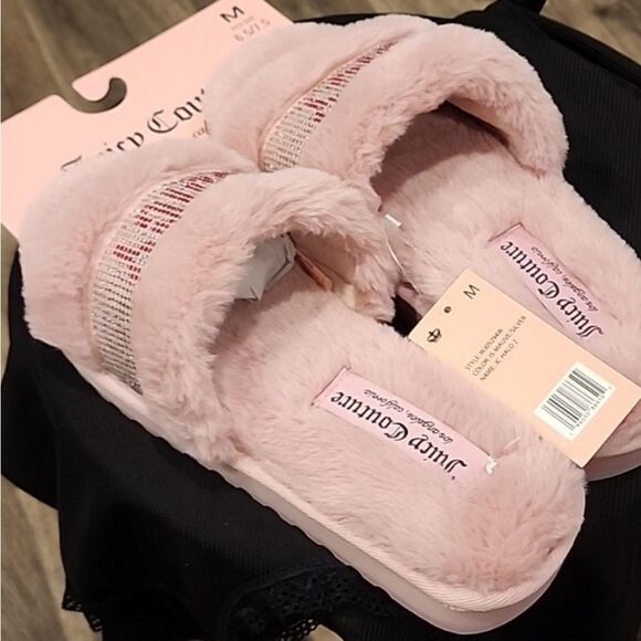 Juicy Couture Halo 2 Rhinestone Logo Slippers- Mauve - Picture 8 of 10